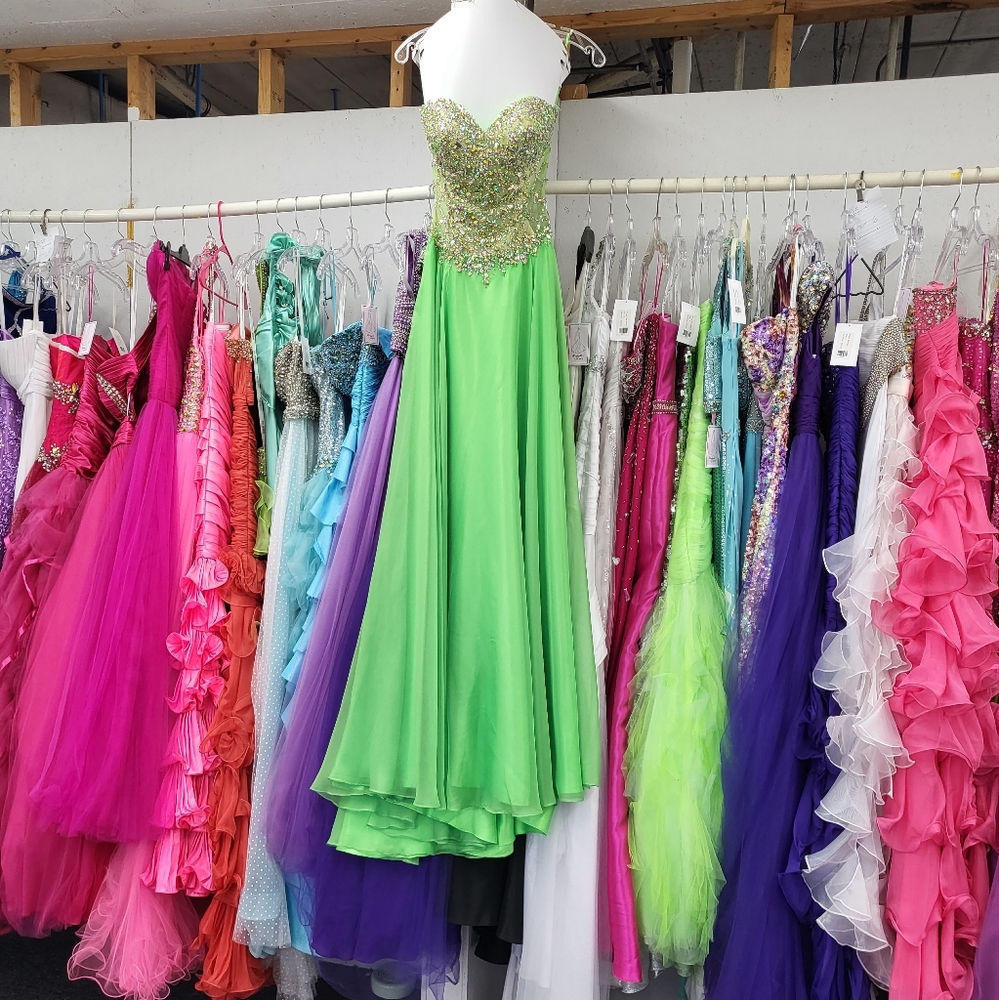 Neon Green Prom Dress by Moonlight